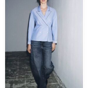 ZARA Blue Double-Breasted Top NWT!